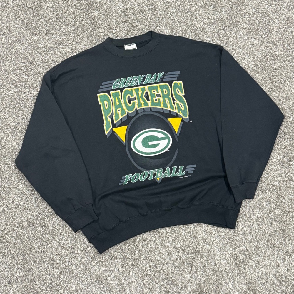 Vintage 1993 Green Bay Packers Tultex Sweatshirt Mens XL Black NFL Football USA